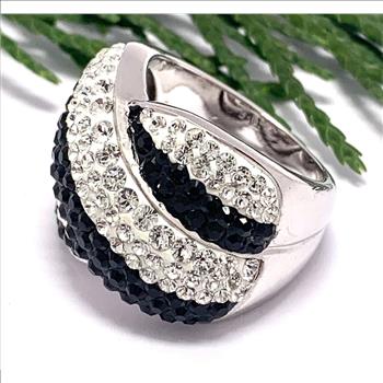 2.00ctw Black Spinel &  Diamonique Diamond Large Ring