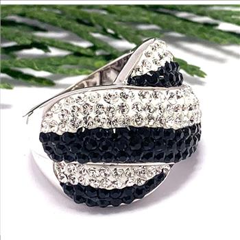 2.00ctw Black Spinel &  Diamonique Diamond Large Ring