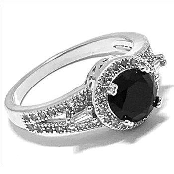 2.00ctw Black Spinel & Diamonique Diamond Ring Size 8
