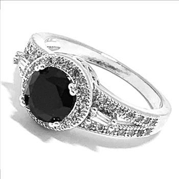 2.00ctw Black Spinel & Diamonique Diamond Ring Size 8
