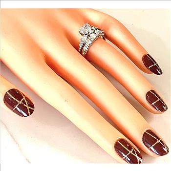 2.00ctw Cubic Zirconia 18k White Gold Overlay Bridal Engagement Ring Set