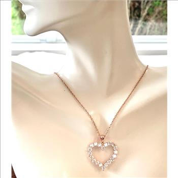 2.00ctw Diamonique Diamond Heart Necklace in 18K Gold Overlay