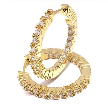 2.00ctw INSIDE OUT Diamonique Diamond Hoop Earrings - DANCING DIAMOND Collection