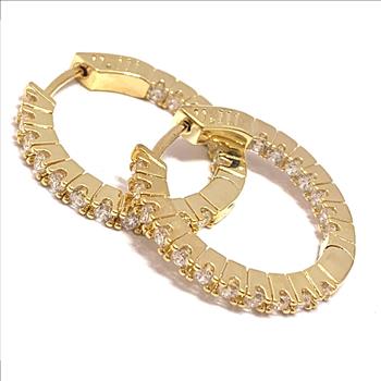 2.00ctw INSIDE OUT Diamonique Diamond Hoop Earrings - DANCING DIAMOND Collection