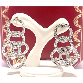 2.00ctw Moissanite Dangle Earrings in 18k WG & .925 Sterling Silver