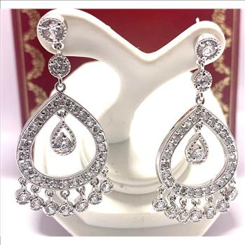 2.00ctw Moissanite Dangle Earrings in 18k WG & .925 Sterling Silver