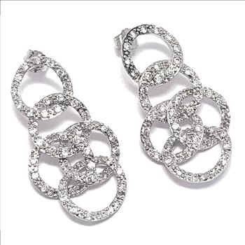2.00ctw Moissanite Dangle Earrings in 18k WG & .925 Sterling Silver