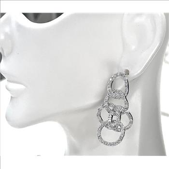 2.00ctw Moissanite Dangle Earrings in 18k WG & .925 Sterling Silver