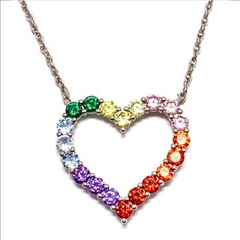 2.00ctw Multicolor Stones & Diamonique Diamond Heart Necklace