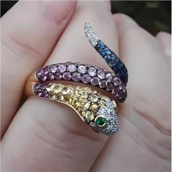 2.00ctw Multicolor Stones Snake Ring