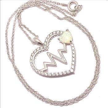 2.00ctw Opal & Diamonique Diamond Heart Necklace