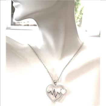2.00ctw Opal & Diamonique Diamond Heart Necklace