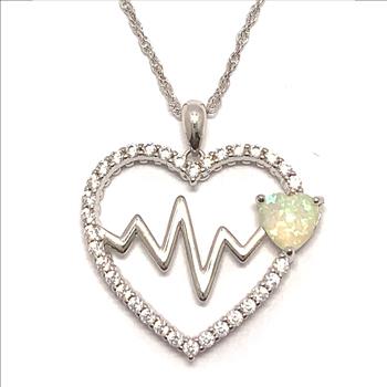 2.00ctw Opal & Diamonique Diamond Heart Necklace