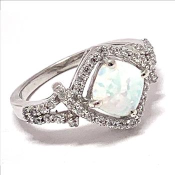 2.00ctw Opal & Diamonique Diamond Ring