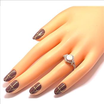 2.00ctw Opal & Diamonique Diamond Ring