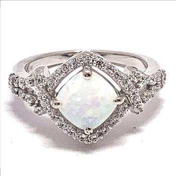 2.00ctw Opal & Diamonique Diamond Ring