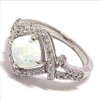 2.00ctw Opal & Diamonique Diamond Ring