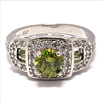 2.00ctw Peridot & Diamonique Diamond Ring