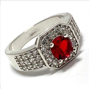 2.00ctw Ruby & Diamonique Diamond Modern Design Ring
