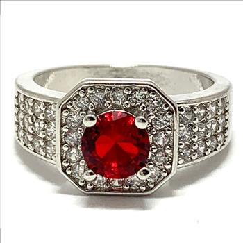 2.00ctw Ruby & Diamonique Diamond Modern Design Ring