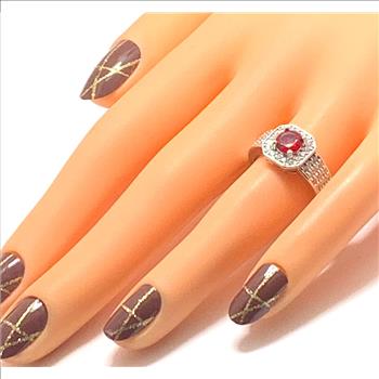 2.00ctw Ruby & Diamonique Diamond Modern Design Ring