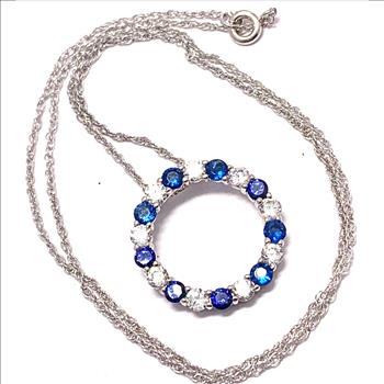 2.00ctw Sapphire & Diamonique Diamond  CIRCLE OF LOVE  Necklace