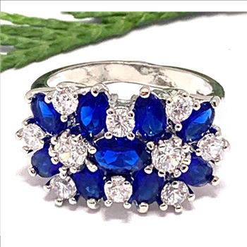 2.00ctw Sapphire & Diamonique Diamond Ring