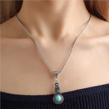 21.00ctw Turquoise & Blue Topaz 18k White Gold Overlay Necklace & Earrings Set