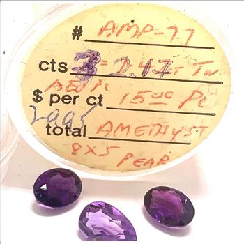 2.17ctw Natural Untreated Brazilian Amethyst Loose Gemstones 8X5 MM