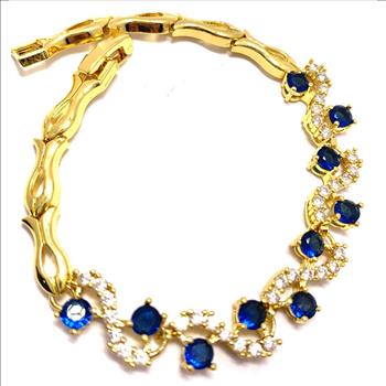 $219 Retail 4.00ctw Sapphire & Diamonique Diamond 7” Fancy Tennis Bracelet