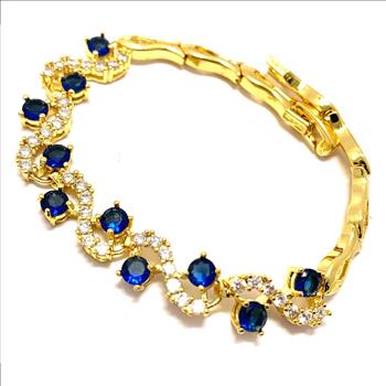 $219 Retail 4.00ctw Sapphire & Diamonique Diamond 7” Fancy Tennis Bracelet
