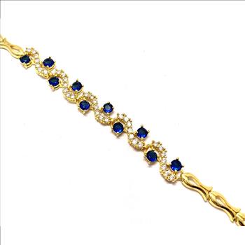 $219 Retail 4.00ctw Sapphire & Diamonique Diamond 7” Fancy Tennis Bracelet