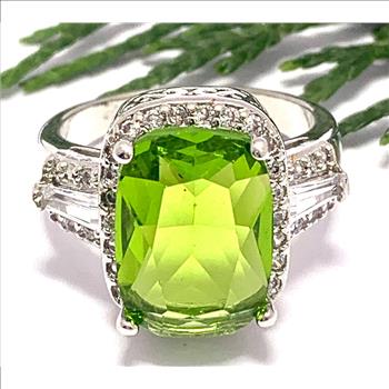 22.00ctw Peridot & Diamonique Diamond Ring