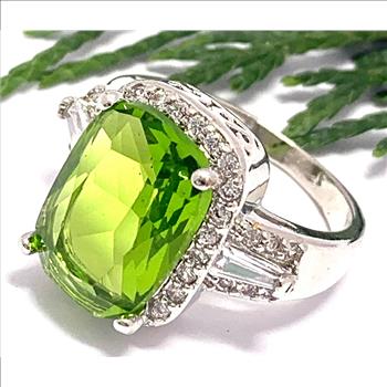 22.00ctw Peridot & Diamonique Diamond Ring