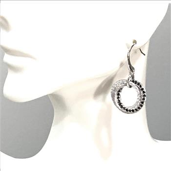 $225 Colore SG Lorenzo 18k White Gold & .925 Sterling Silver  2.16ctw  White & Black Zircon Earrings