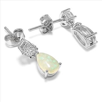 2.25ctw Opal & Diamonique Diamond Stud Earrings in 18K Gold Overlay – Designer Inspired