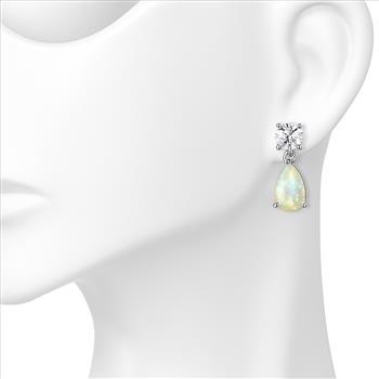 2.25ctw Opal & Diamonique Diamond Stud Earrings in 18K Gold Overlay – Designer Inspired