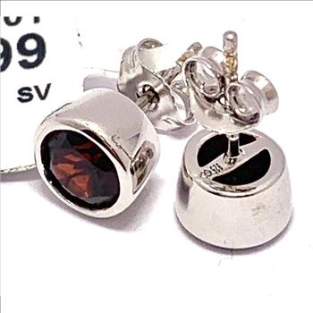 $249 Natural Garnet.925 Sterling Silver Stud Earrings