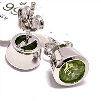 $249 Natural Peridot 925 Sterling Silver Stud Earrings