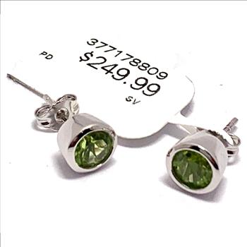 $249 Natural Peridot 925 Sterling Silver Stud Earrings