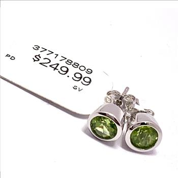 $249 Natural Peridot 925 Sterling Silver Stud Earrings