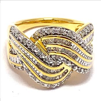 $249 Retail 0.50ctw Genuine Diamonds .925 Sterling Silver & 18k YG Anniversary Ring