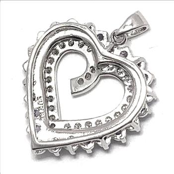 2.50ctw Amethyst & Diamonique Diamond Heart Pendent 18k White Gold Ovr