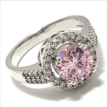 2.50ctw Diamonique Diamond & Pink Sapphire Ring