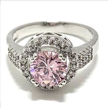 2.50ctw Diamonique Diamond & Pink Sapphire Ring