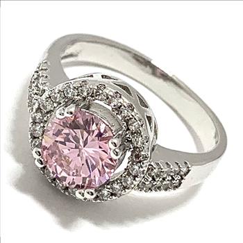 2.50ctw Diamonique Diamond & Pink Sapphire Ring