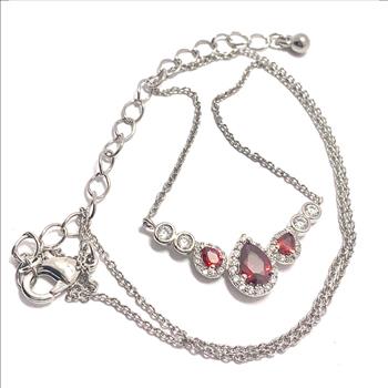 2.50ctw Garnet & Diamonique Diamond Necklace