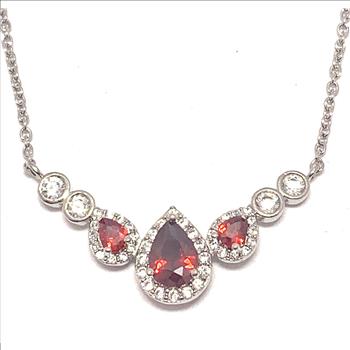 2.50ctw Garnet & Diamonique Diamond Necklace