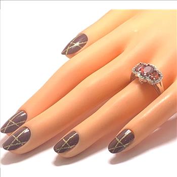2.50ctw Garnet & Diamonique Diamond Ring 18k White Gold Ovr