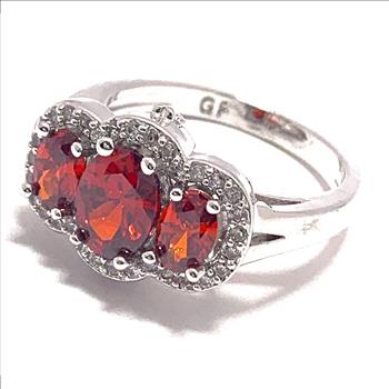 2.50ctw Garnet & Diamonique Diamond Ring 18k White Gold Ovr